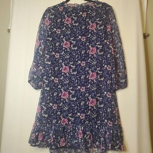 Vineyard Vines, Size XS Navy floral, shear sleeve coastal vibes midi dress